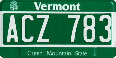 VT license plate ACZ783