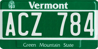 VT license plate ACZ784