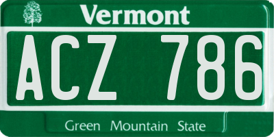 VT license plate ACZ786