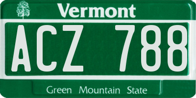 VT license plate ACZ788