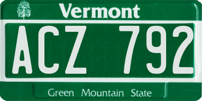 VT license plate ACZ792