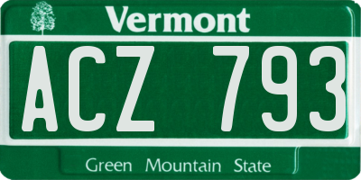 VT license plate ACZ793