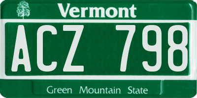 VT license plate ACZ798