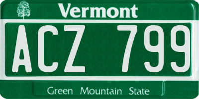 VT license plate ACZ799