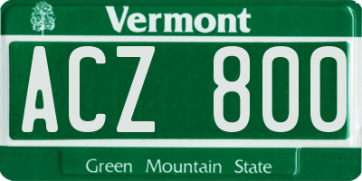 VT license plate ACZ800