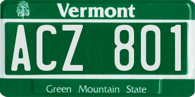 VT license plate ACZ801