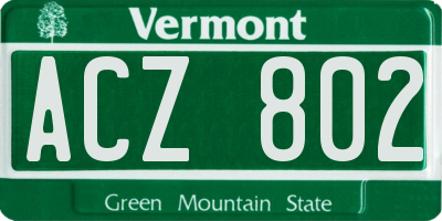 VT license plate ACZ802