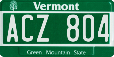 VT license plate ACZ804