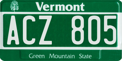 VT license plate ACZ805