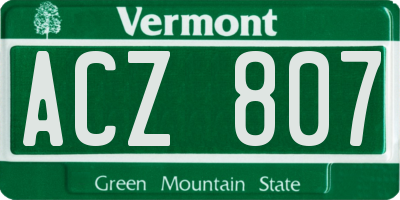 VT license plate ACZ807