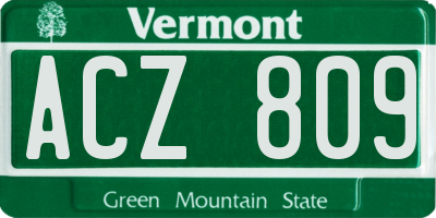 VT license plate ACZ809