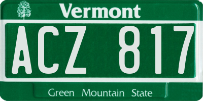 VT license plate ACZ817