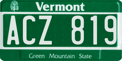 VT license plate ACZ819
