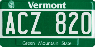 VT license plate ACZ820