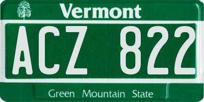 VT license plate ACZ822