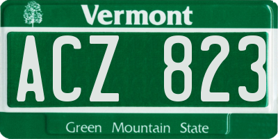 VT license plate ACZ823