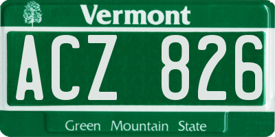 VT license plate ACZ826