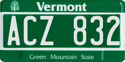 VT license plate ACZ832