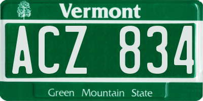 VT license plate ACZ834