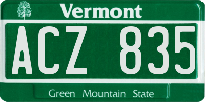 VT license plate ACZ835