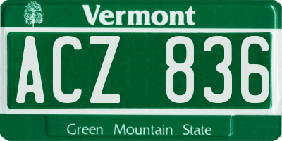 VT license plate ACZ836