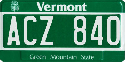 VT license plate ACZ840