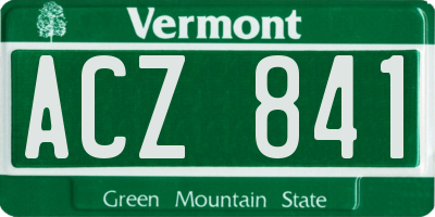 VT license plate ACZ841