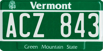 VT license plate ACZ843