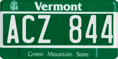 VT license plate ACZ844