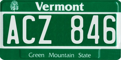 VT license plate ACZ846
