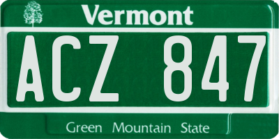 VT license plate ACZ847