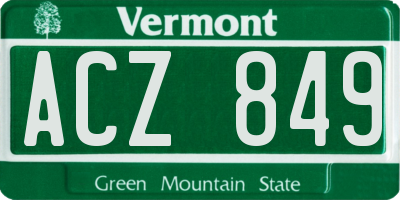 VT license plate ACZ849