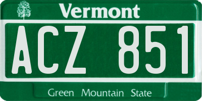 VT license plate ACZ851