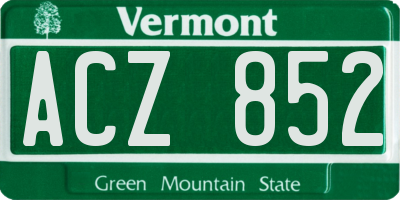VT license plate ACZ852
