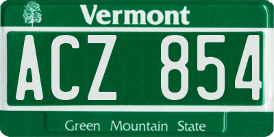 VT license plate ACZ854