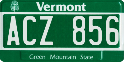 VT license plate ACZ856