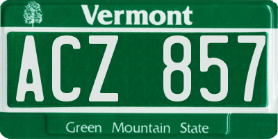 VT license plate ACZ857