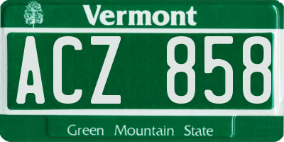 VT license plate ACZ858
