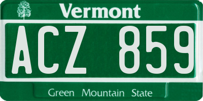VT license plate ACZ859