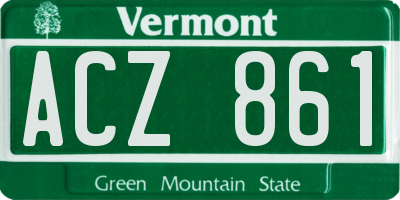 VT license plate ACZ861