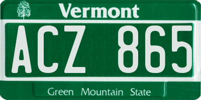 VT license plate ACZ865