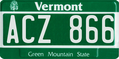 VT license plate ACZ866