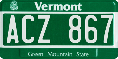 VT license plate ACZ867