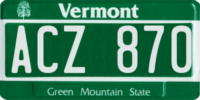 VT license plate ACZ870
