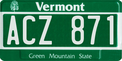 VT license plate ACZ871