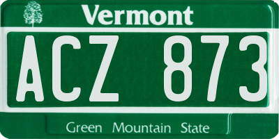 VT license plate ACZ873