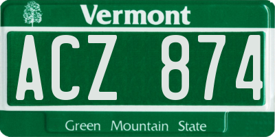 VT license plate ACZ874