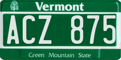 VT license plate ACZ875