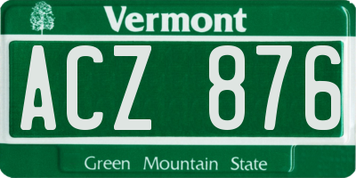 VT license plate ACZ876