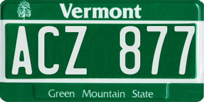 VT license plate ACZ877